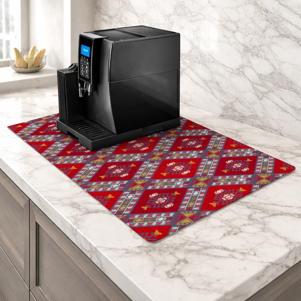 Traditional Kilim Pattern Motif Coffee Machine Base Mat
