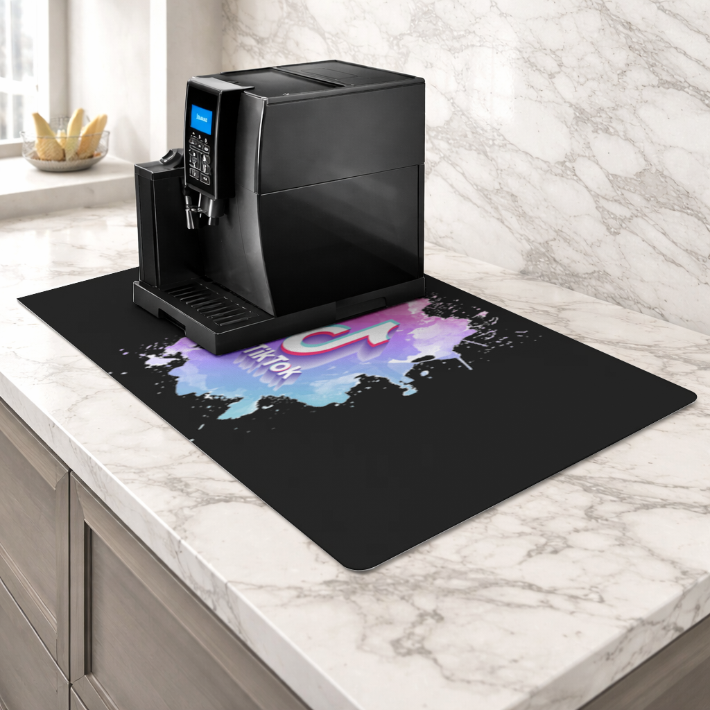 TikTok Logo with Watercolor Effect Coffee Machine Base Mat