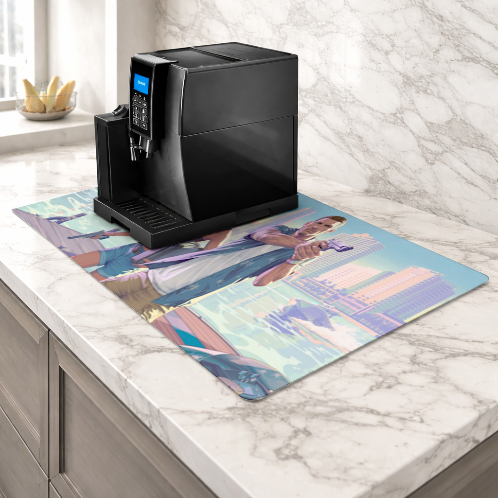 Vice City Showdown  Tropical Heist Duo Coffee Machine Base Mat