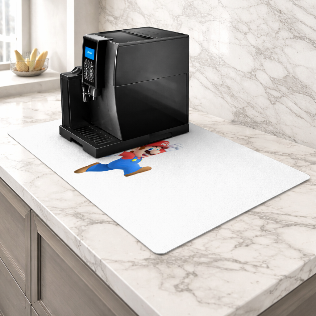 Retro Pixel Hero Design Coffee Machine Base Mat