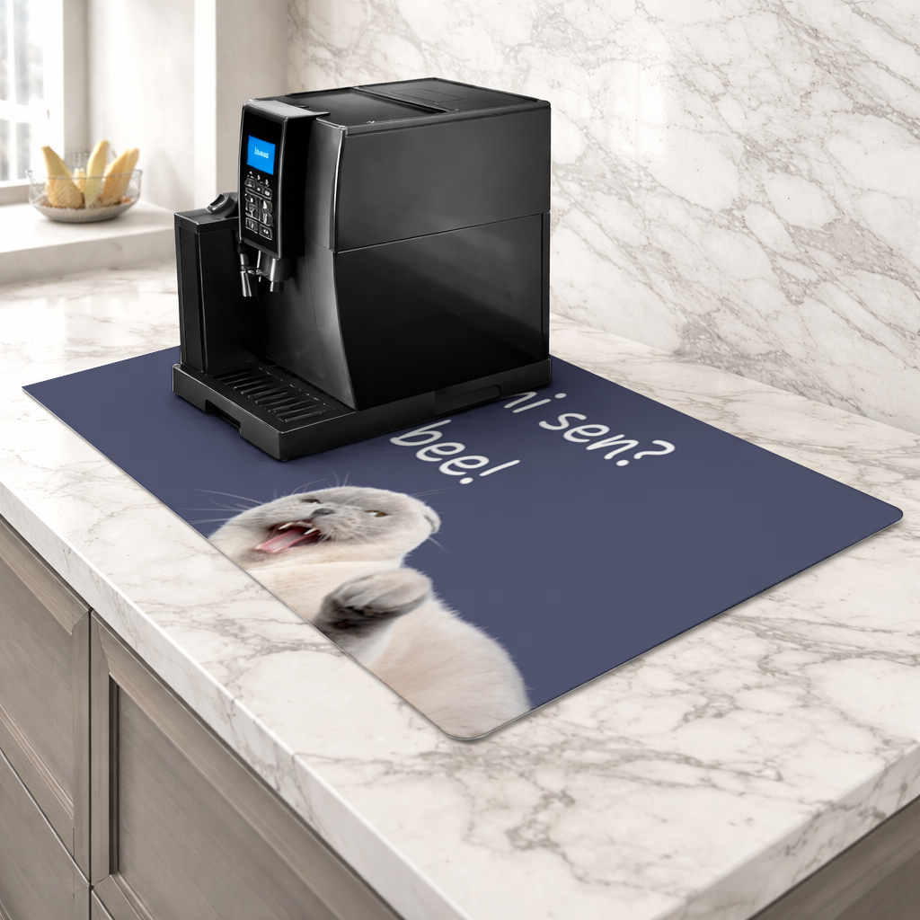 Relatable Grumpy Cat with Sarcastic Line Coffee Machine Base Mat