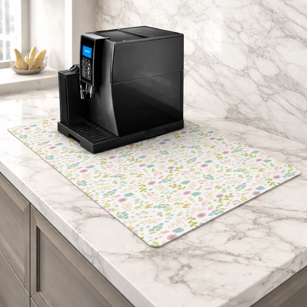 Pastel Spring Floral Coffee Machine Base Mat