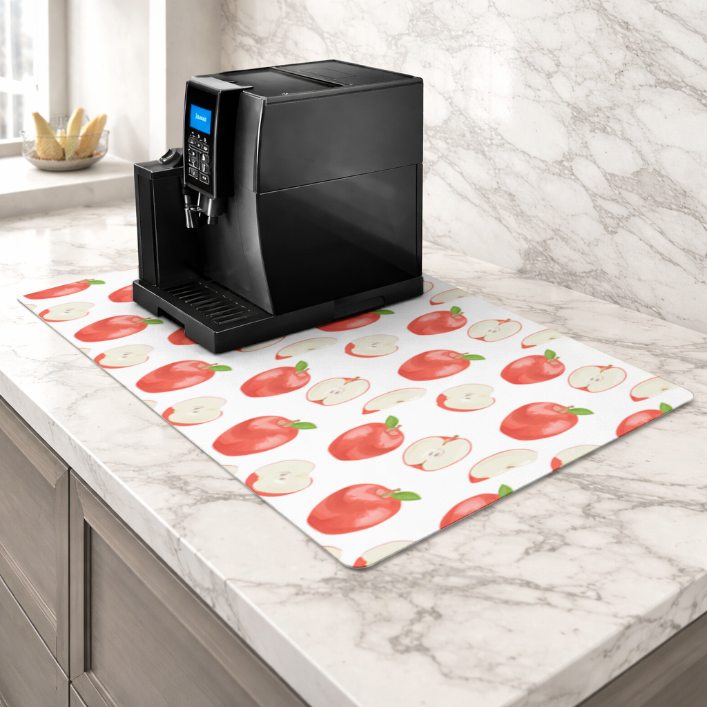 Red Apple Slices Coffee Machine Base Mat