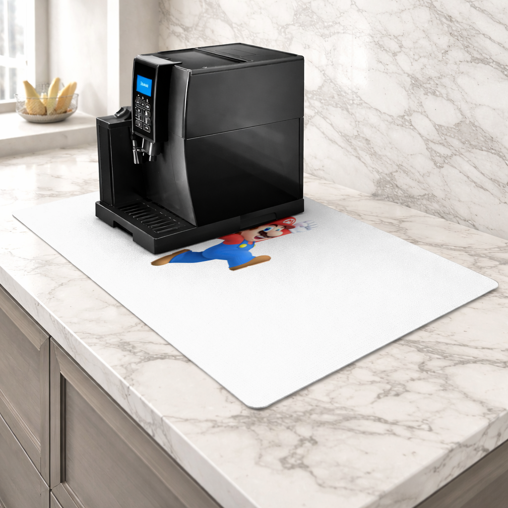 Retro Pixel Hero Design Coffee Machine Base Mat