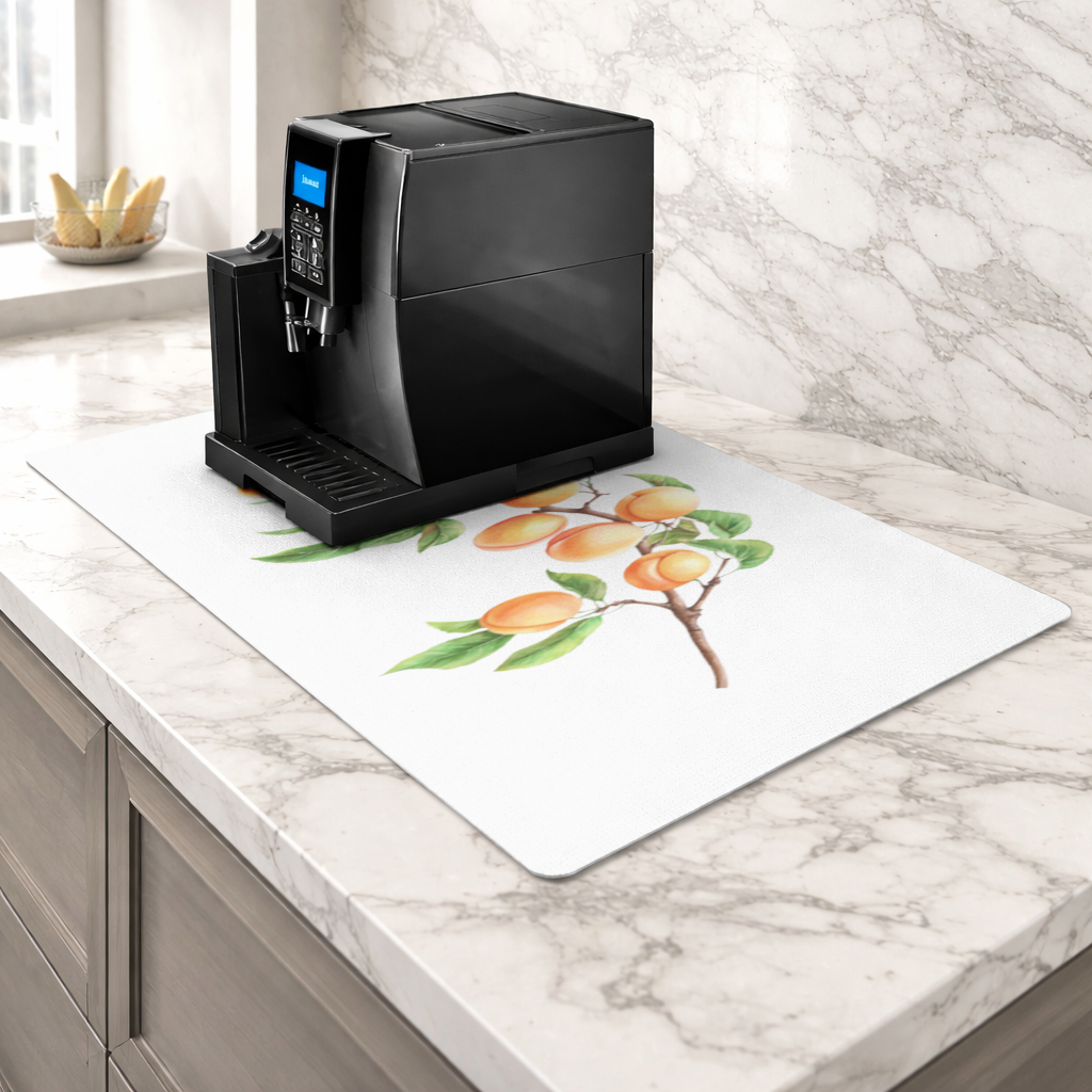 Ripe Orange Apricot Fruit Branch Coffee Machine Base Mat