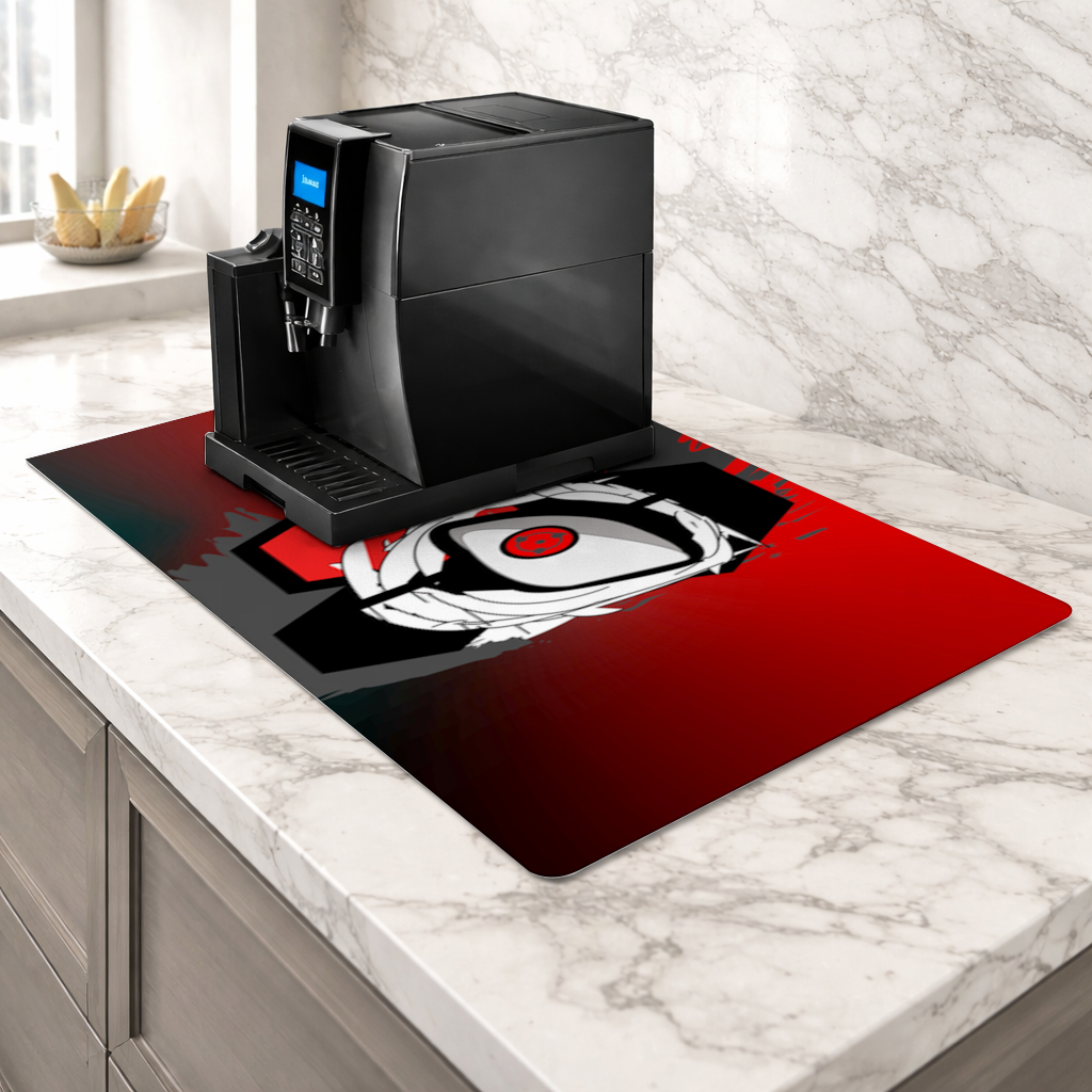 Mystic Red Eye Hexagon Coffee Machine Base Mat