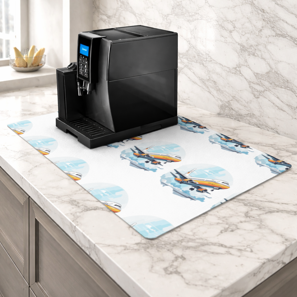 Nostaljik Turuncu Yolcu Uçağı Kahve Makinası Alt Matı