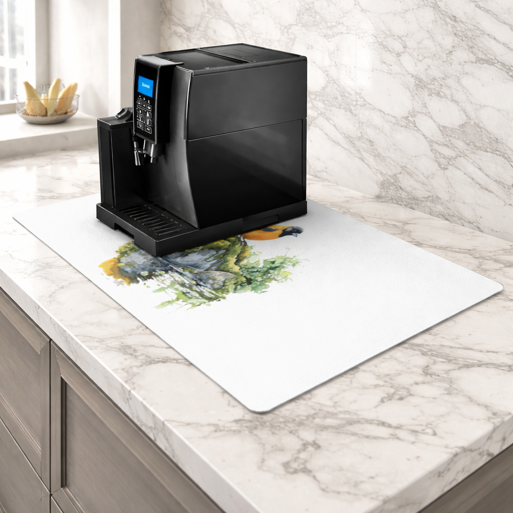 Turuncu Siyah Baltimore Oriole Kuşu Kahve Makinası Alt Matı