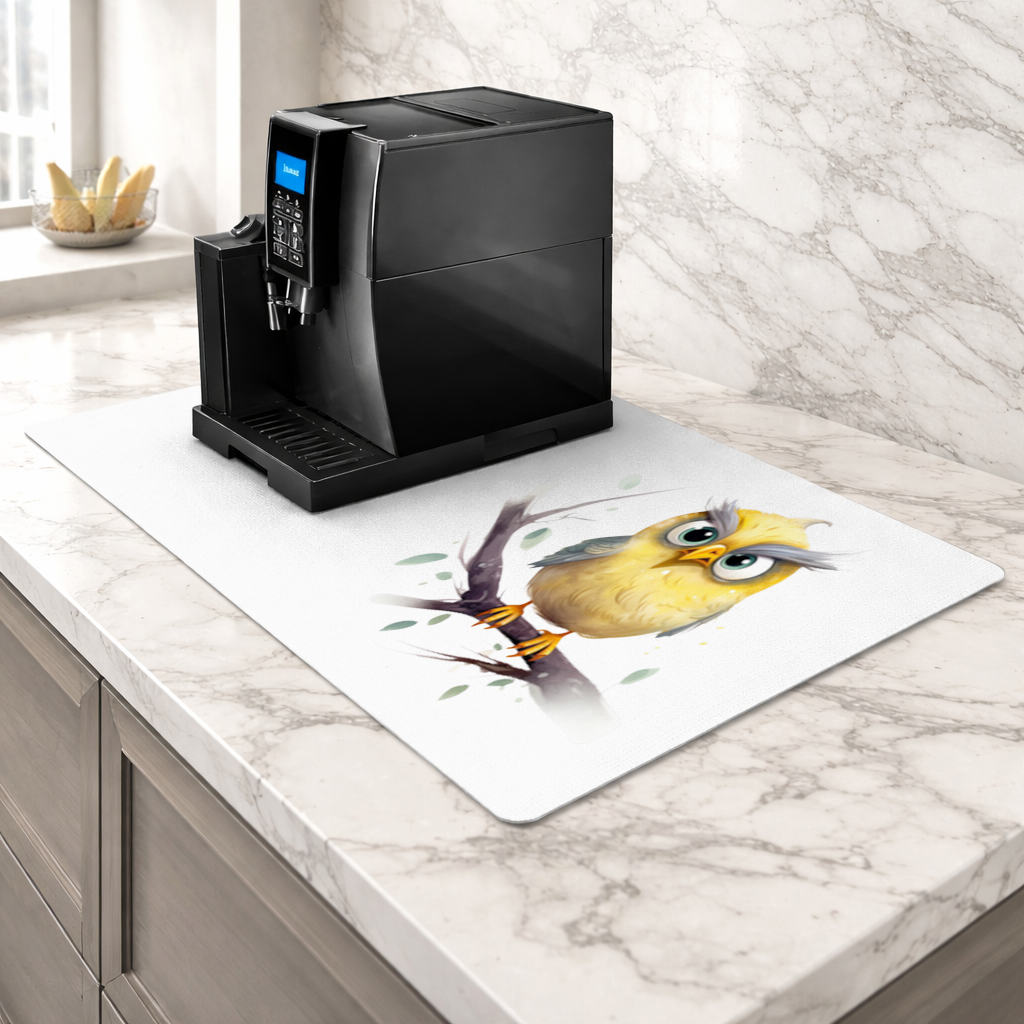 Grumpy Yellow Owl Coffee Machine Base Mat