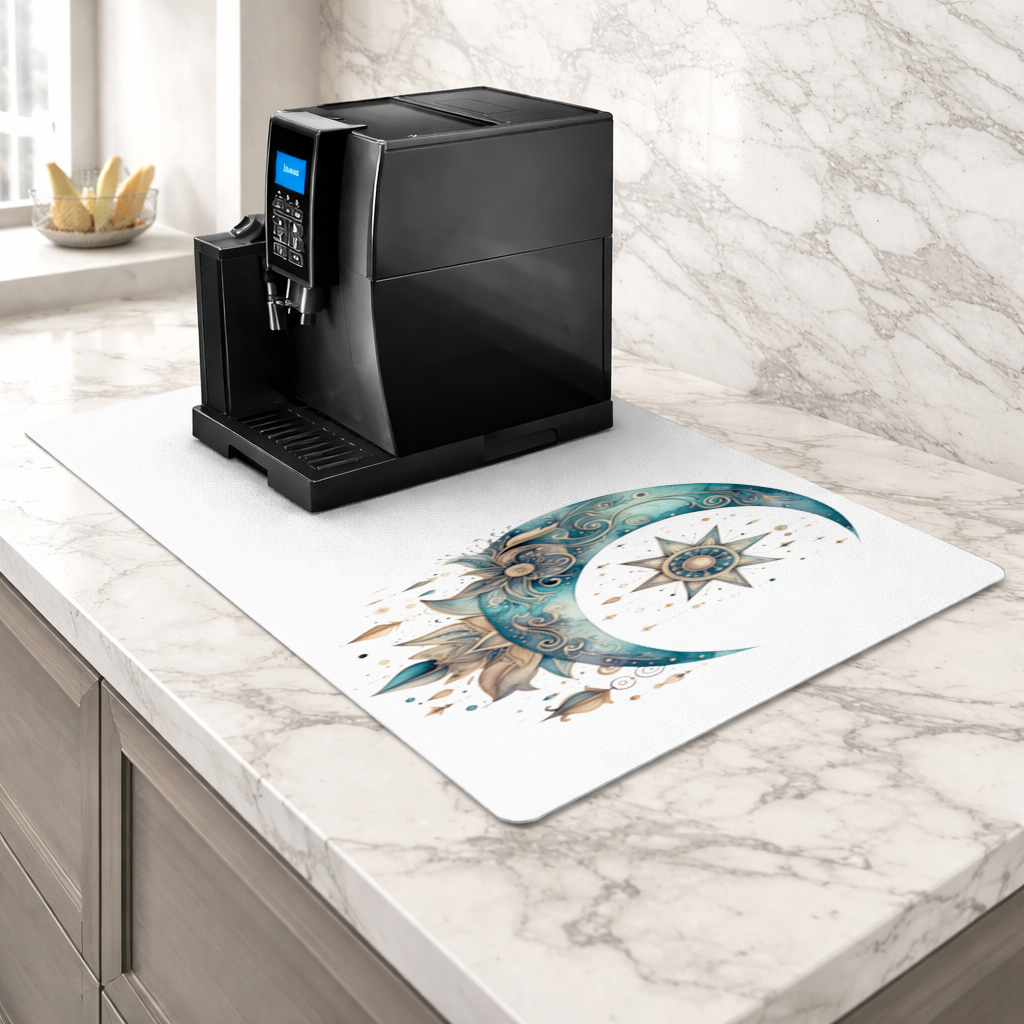 Boho Celestial Sun and Moon Coffee Machine Base Mat