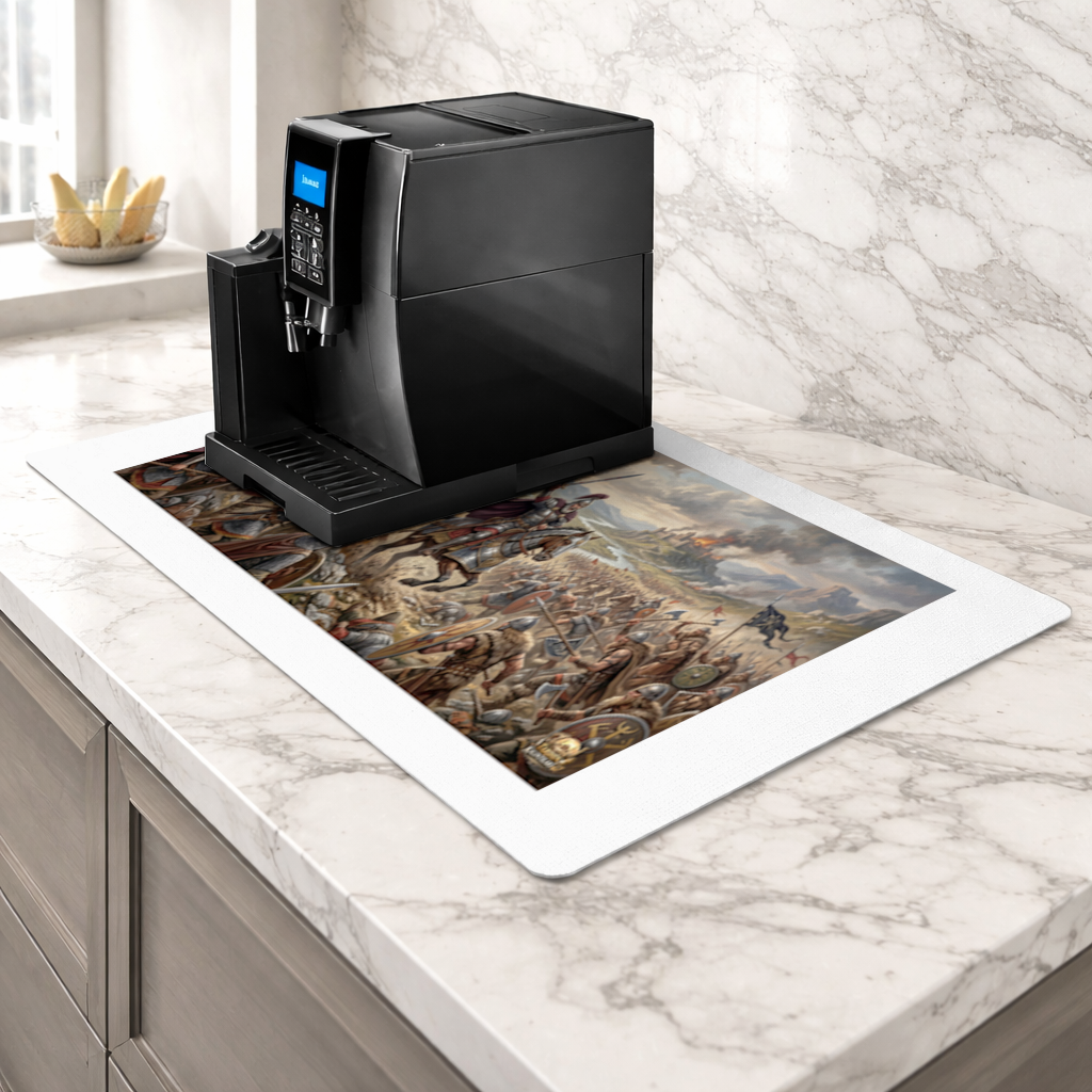 Epic Battle Scene Coffee Machine Base Mat