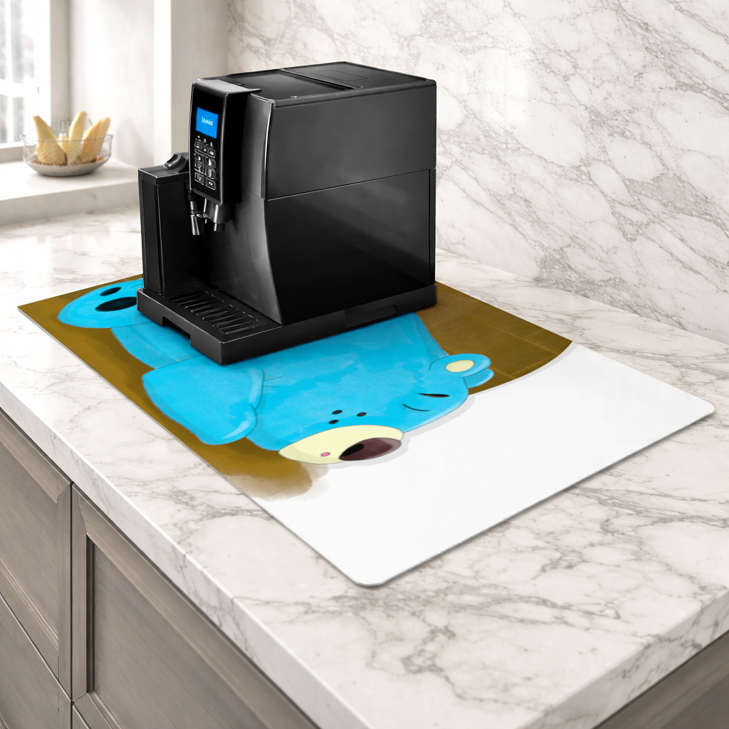Blue teddy bear Pooli-Fairytale Character Coffee Machine Base Mat