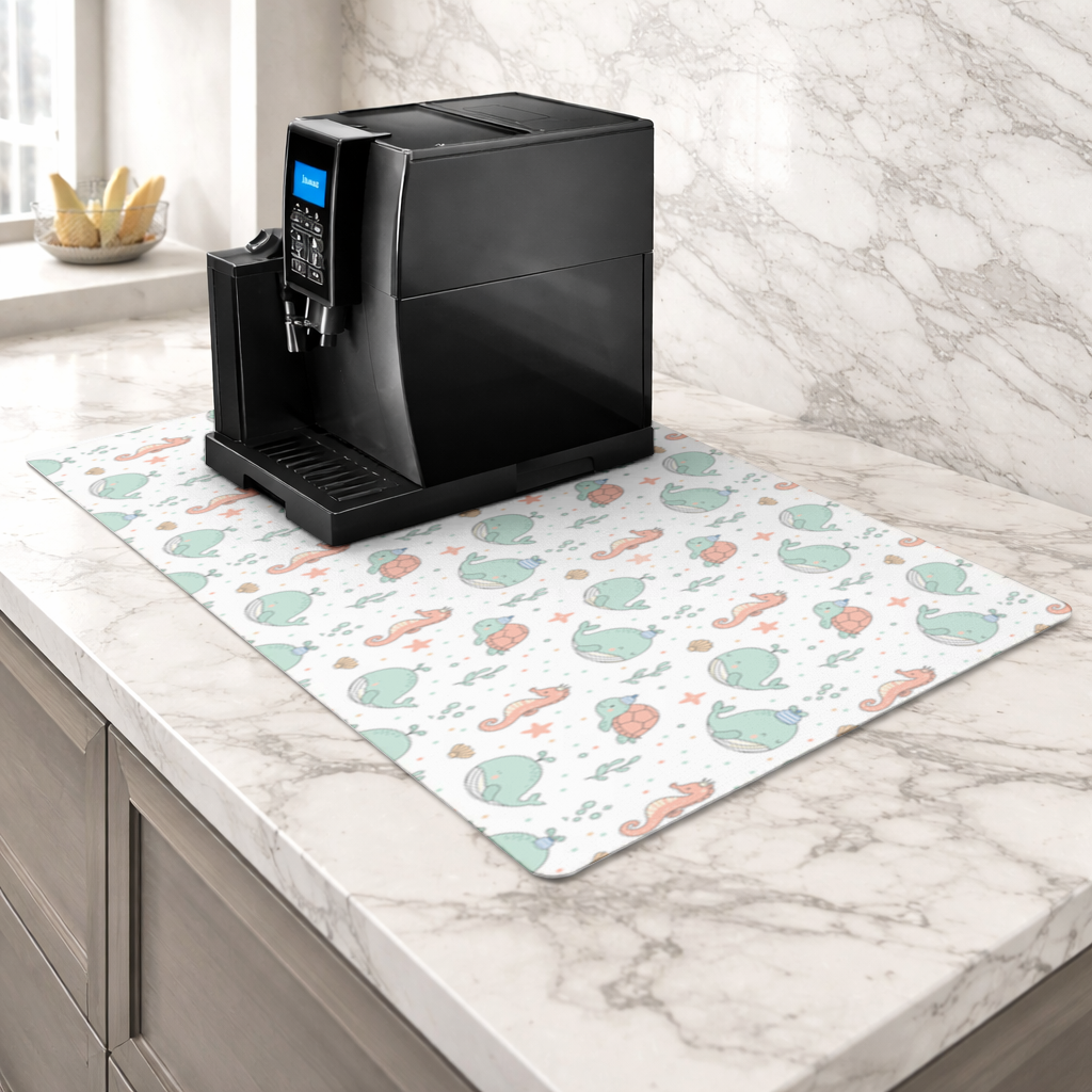 Cute Sea Animals Pattern Coffee Machine Base Mat