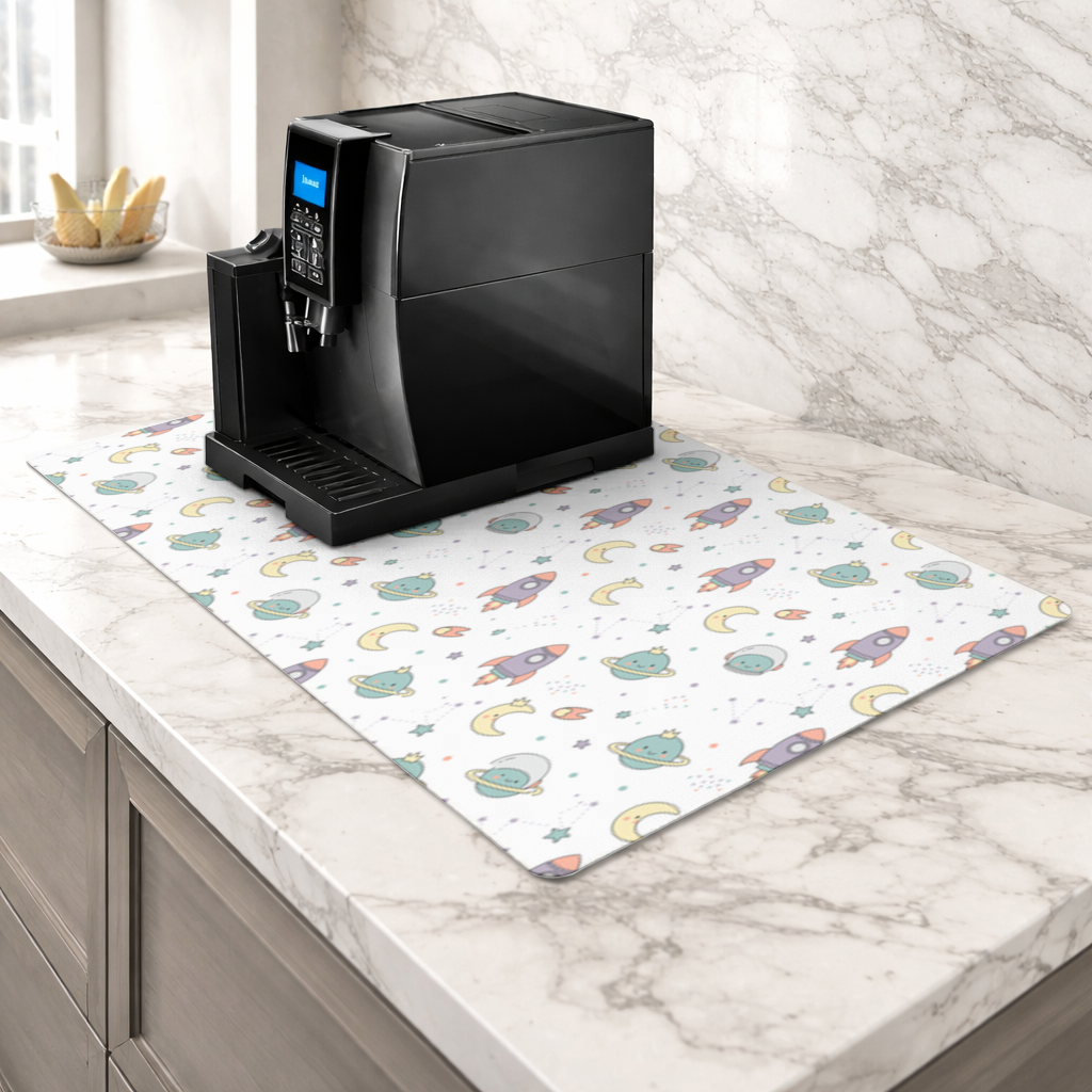 Cute Space Rocket Pattern Coffee Machine Base Mat