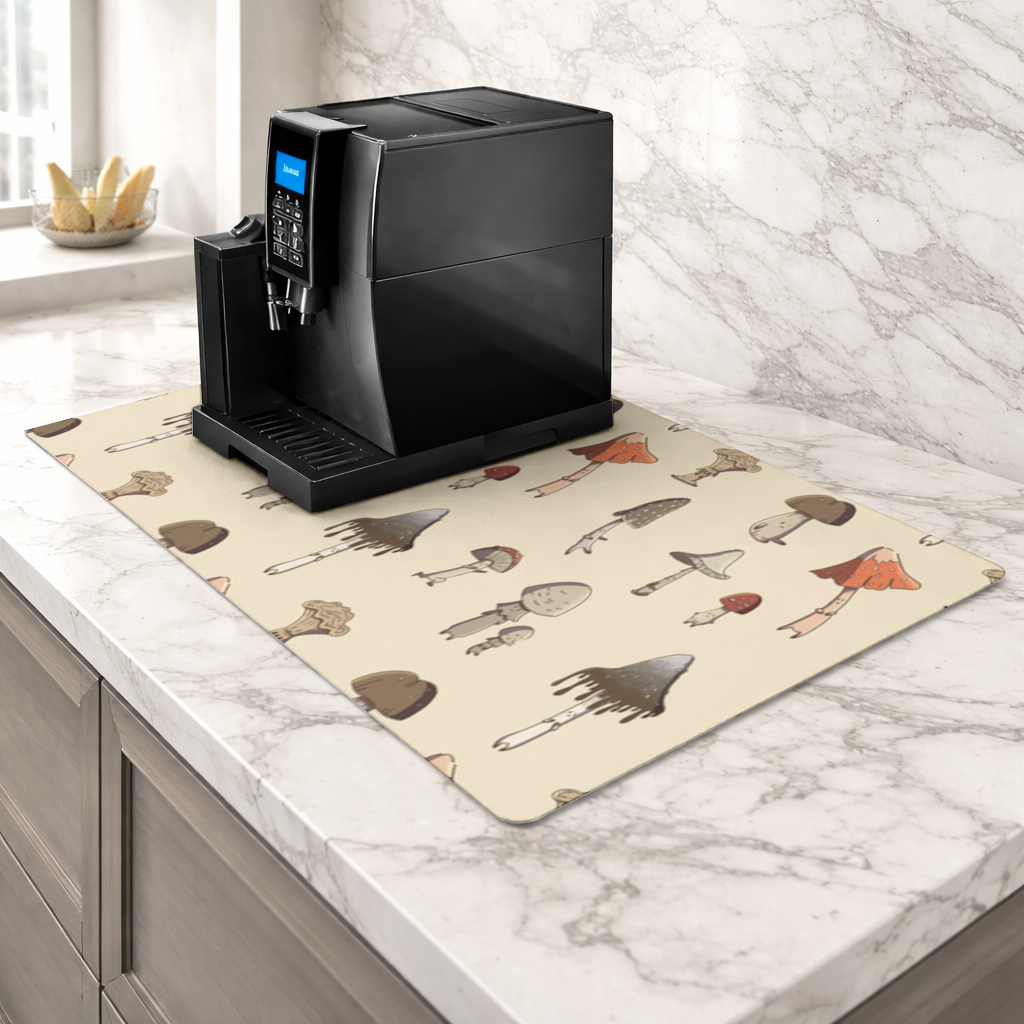 Sad Mushrooms Coffee Machine Base Mat