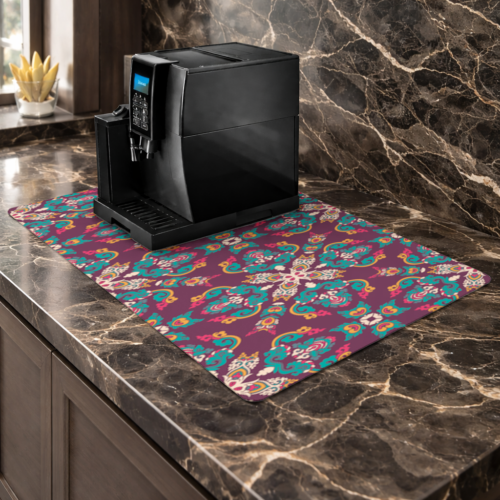Colorful Ottoman Inspired Mandala Pattern Coffee Machine Base Mat