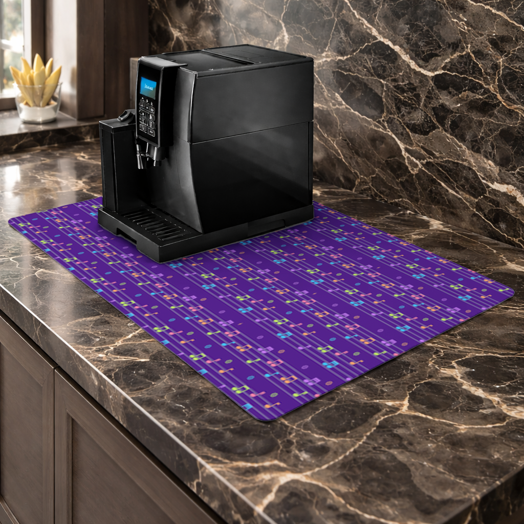 Colorful Music Notes and Modern Rhythm Seamless Pattern Coffee Machine Base Mat
