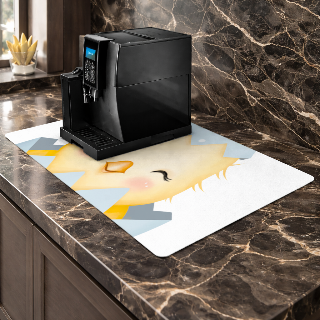 Cute Chick in Egg with Floral Hat Coffee Machine Base Mat