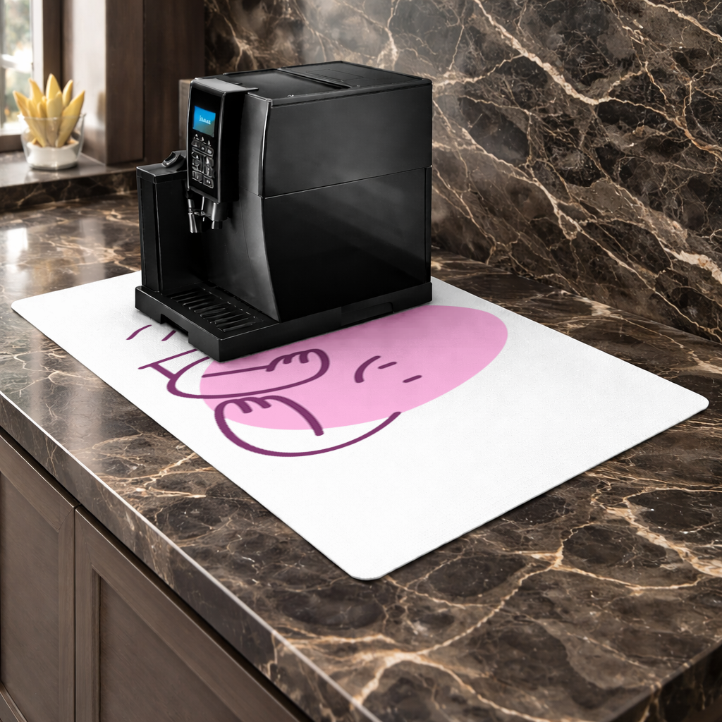 Cute Pink Lying Character Illustration Coffee Machine Base Mat