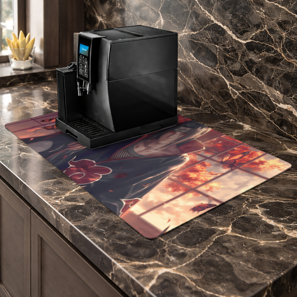Itachi Uchiha  The Crimson Sunset of Sacrifice Coffee Machine Base Mat
