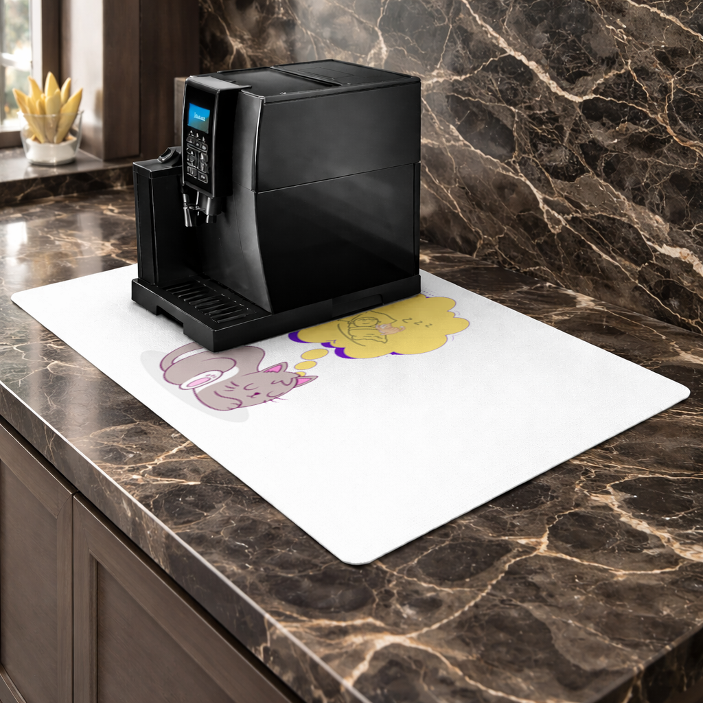 Cat Planning a 4 AM Zoomies Illustration Coffee Machine Base Mat