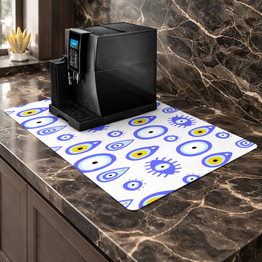 Evil Eye Pattern Coffee Machine Base Mat
