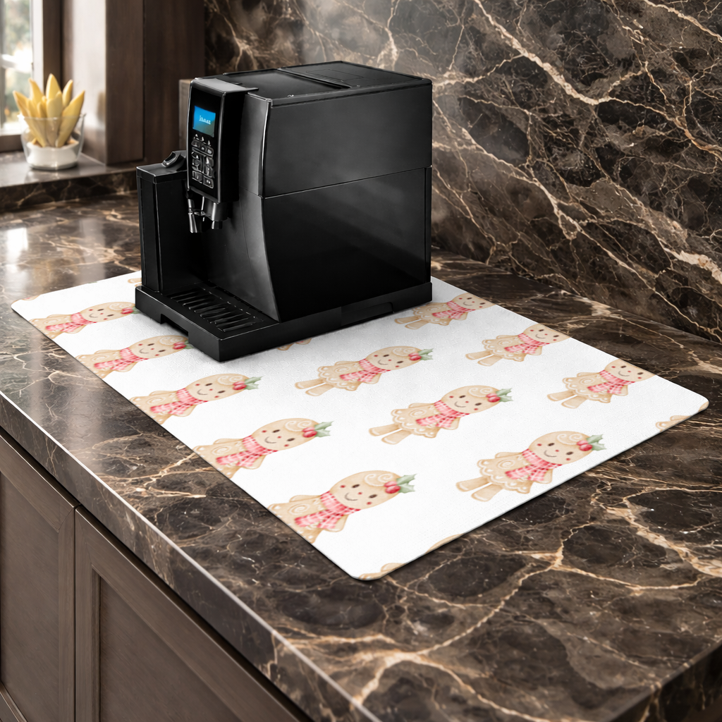 Cute Gingerbread Cookie Character Coffee Machine Base Mat