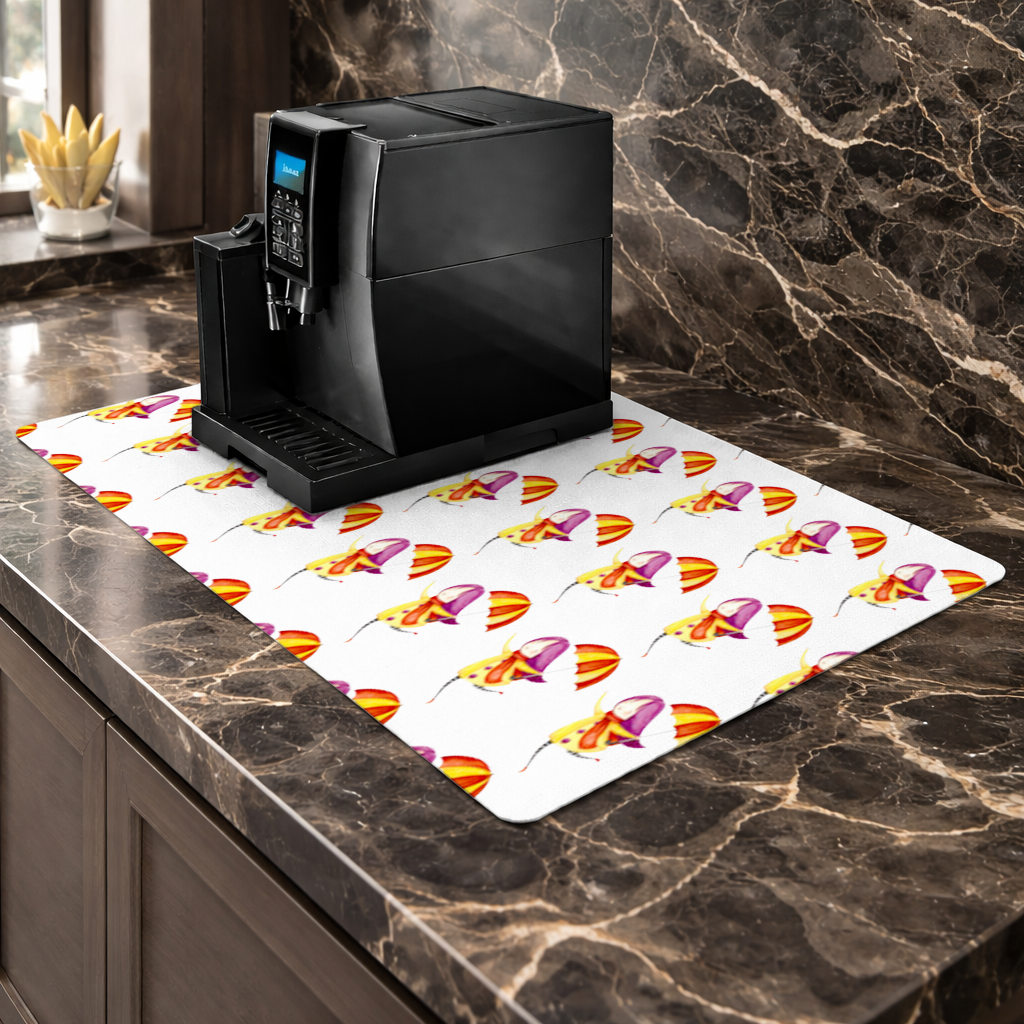 Cheerful Girl with Umbrella Coffee Machine Base Mat