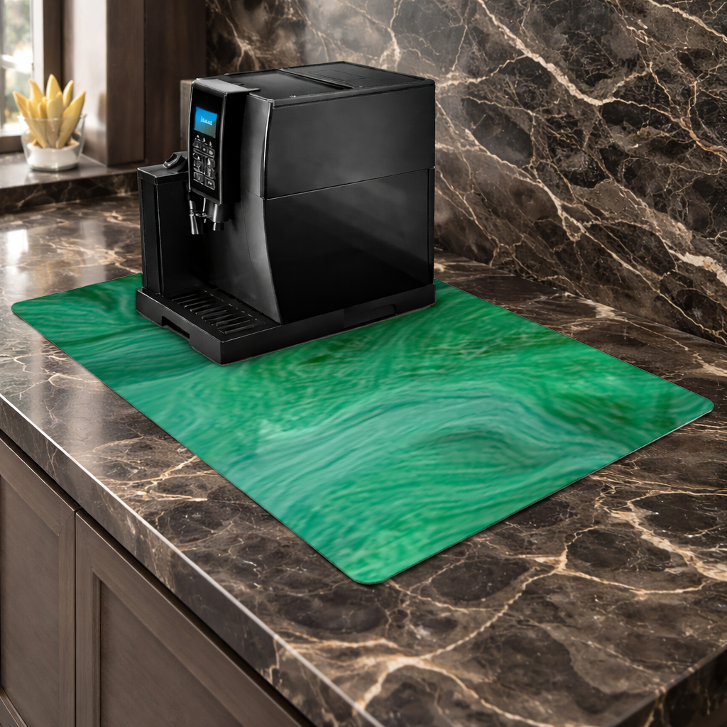 Yeşil ve siyah ebru. Kahve Makinası Alt Matı