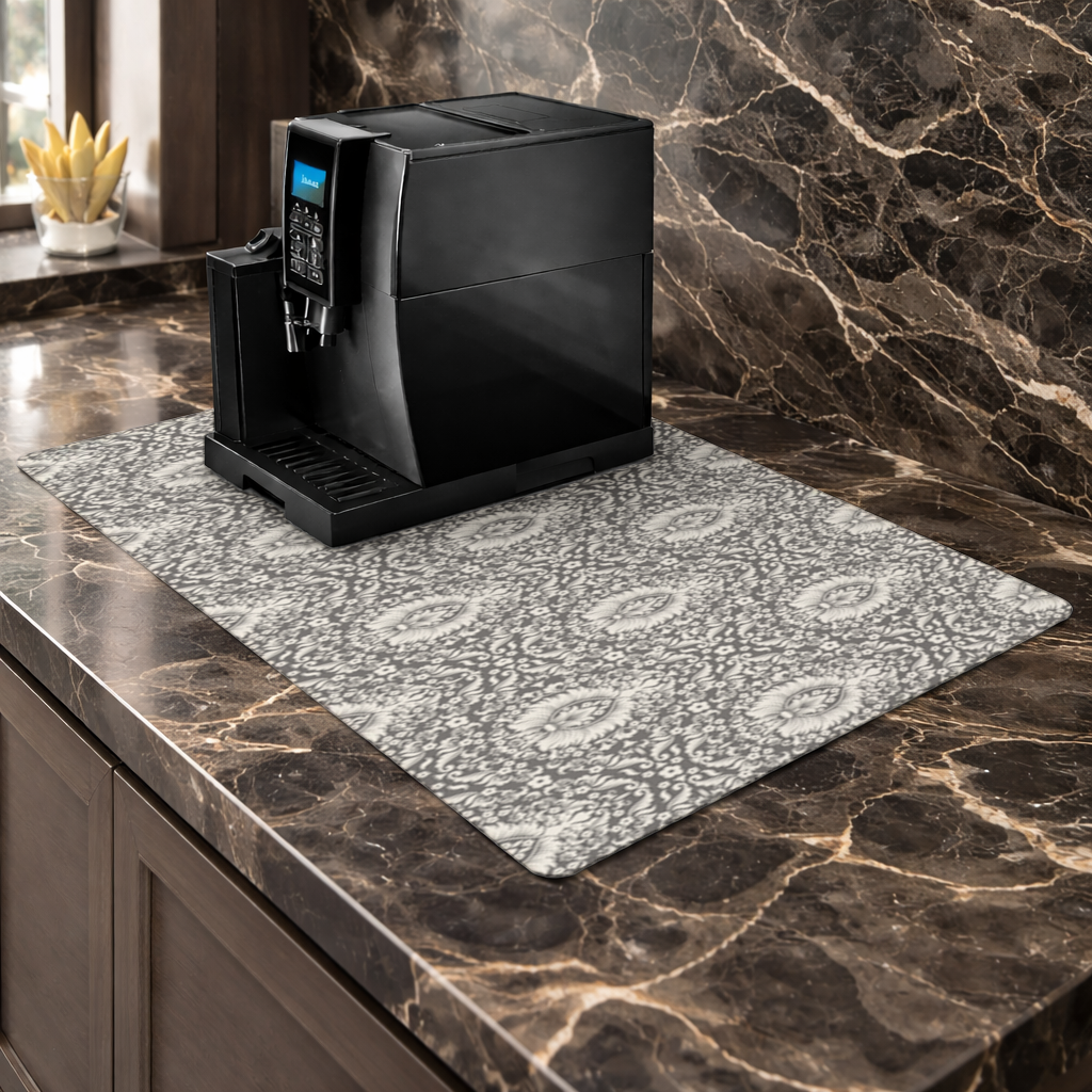 Classic Vintage Damask Floral Pattern Coffee Machine Base Mat