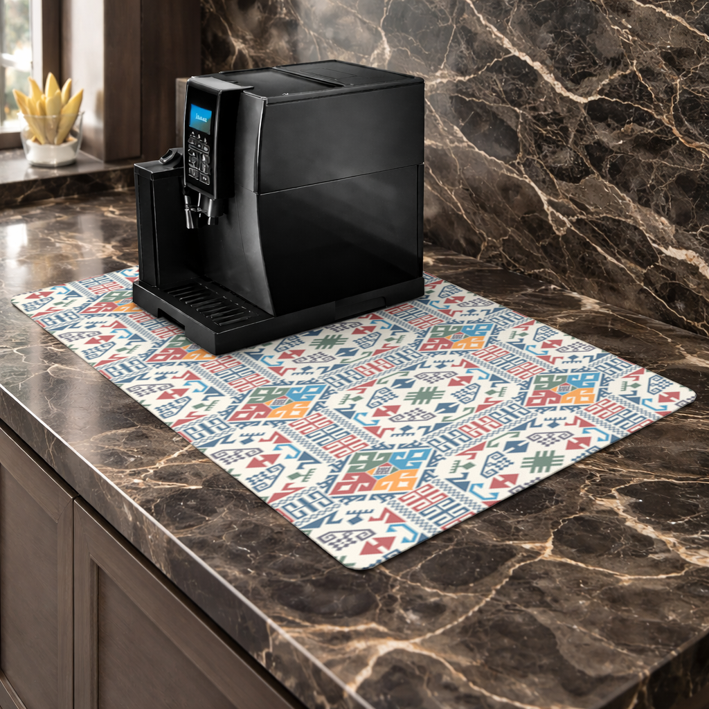 Multicolor Ethnic Geometric Motif Coffee Machine Base Mat