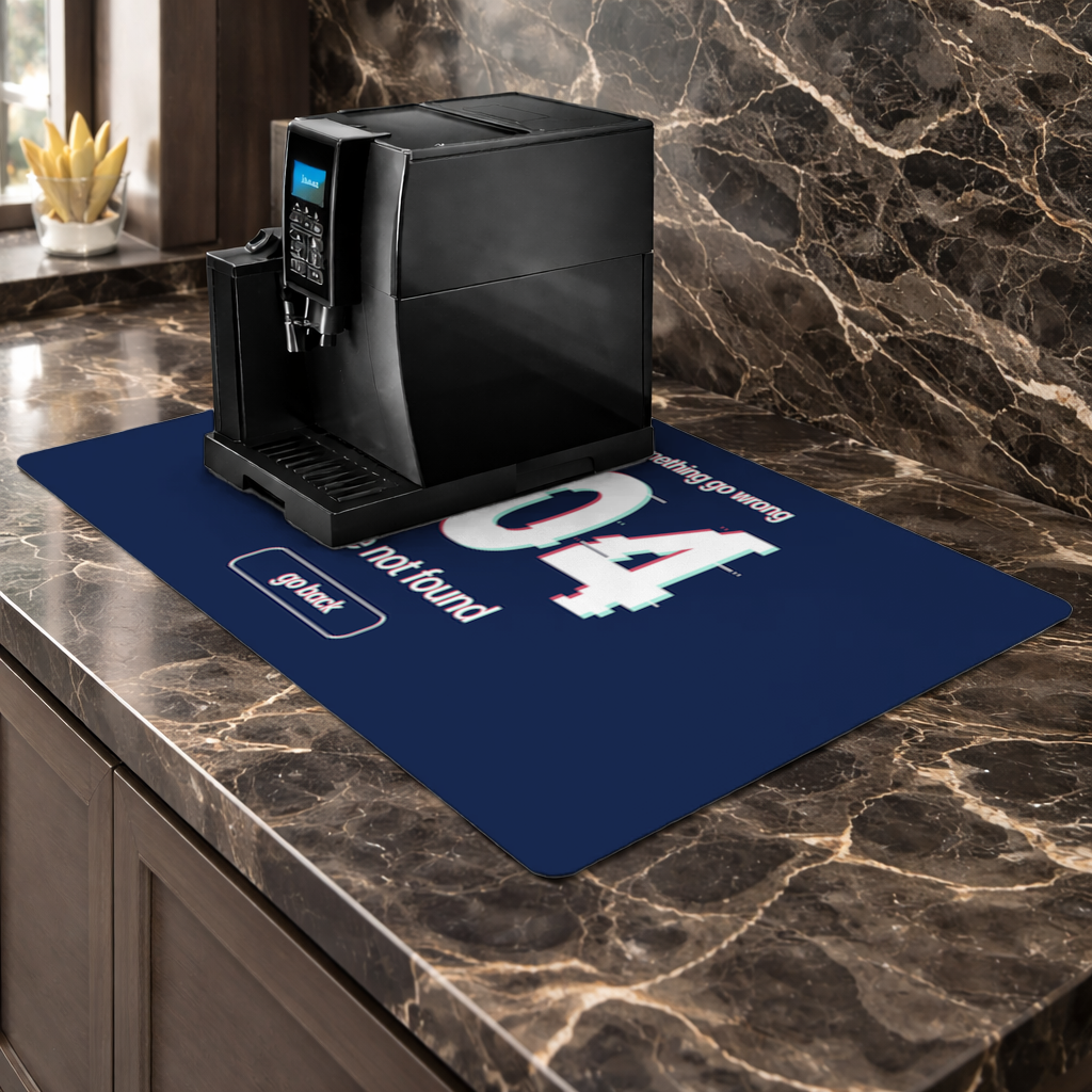 404 Error Glitch Design Coffee Machine Base Mat