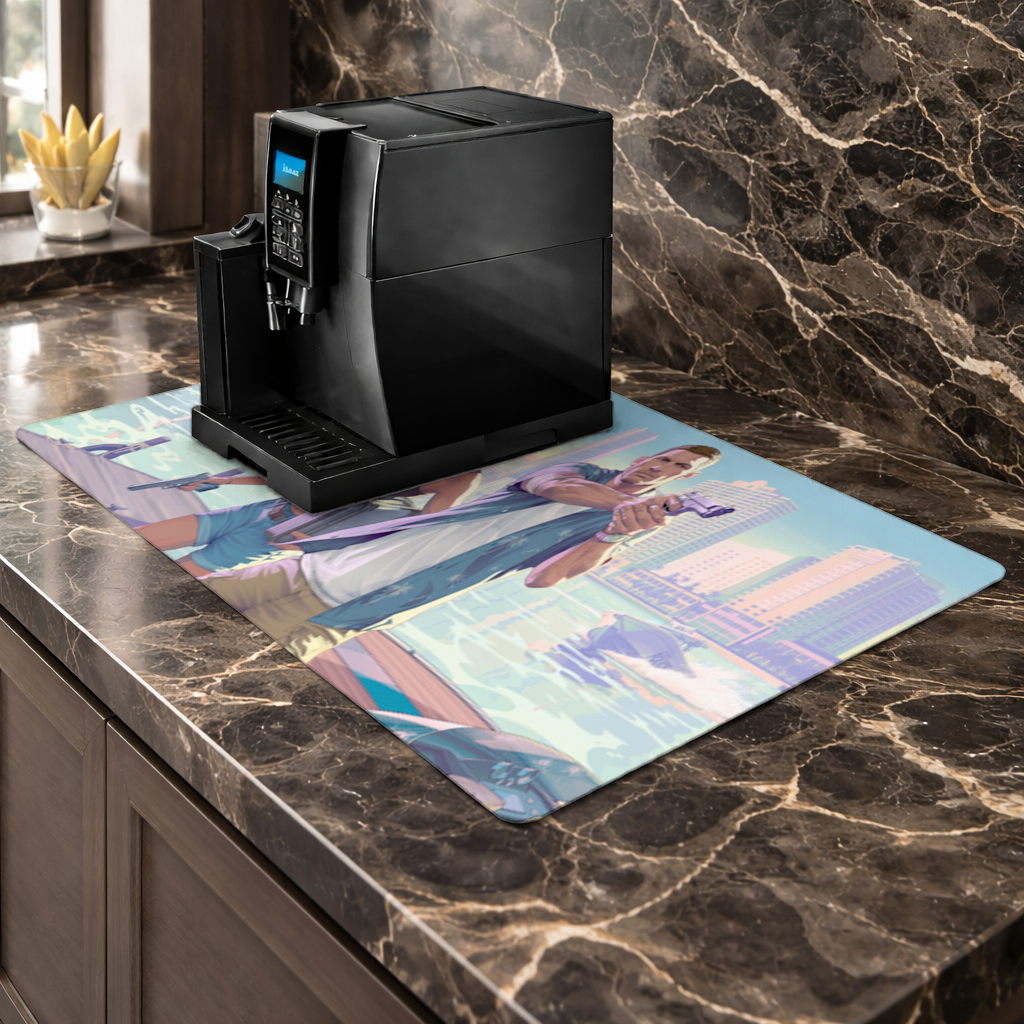 Vice City Showdown  Tropical Heist Duo Coffee Machine Base Mat