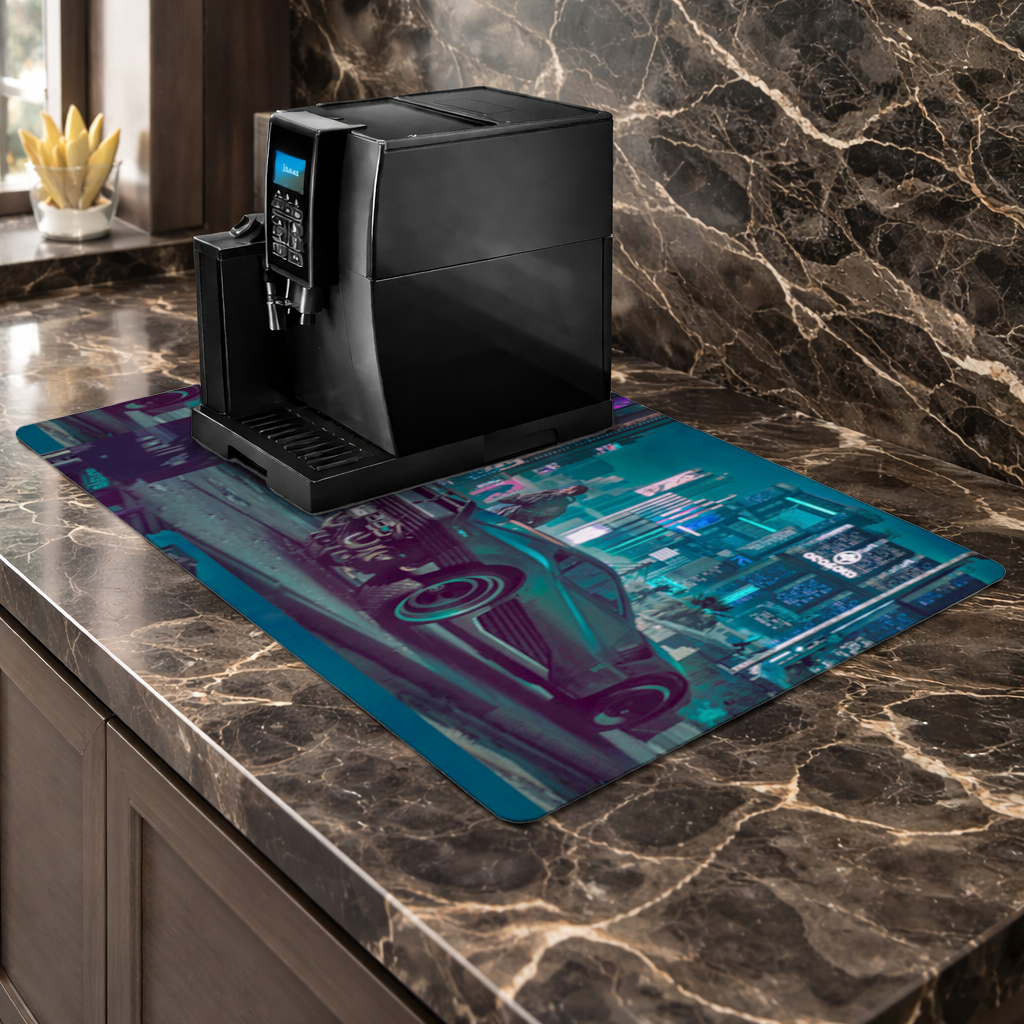 Cyberpunk Temalı Kişiselleştirilebilir Gaming Tasarım Ürün Kahve Makinası Alt Matı