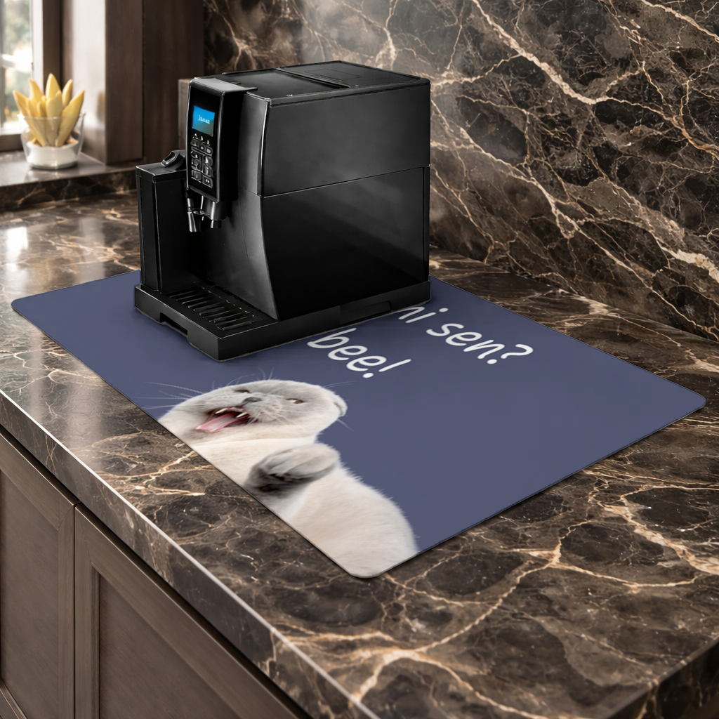 Relatable Grumpy Cat with Sarcastic Line Coffee Machine Base Mat