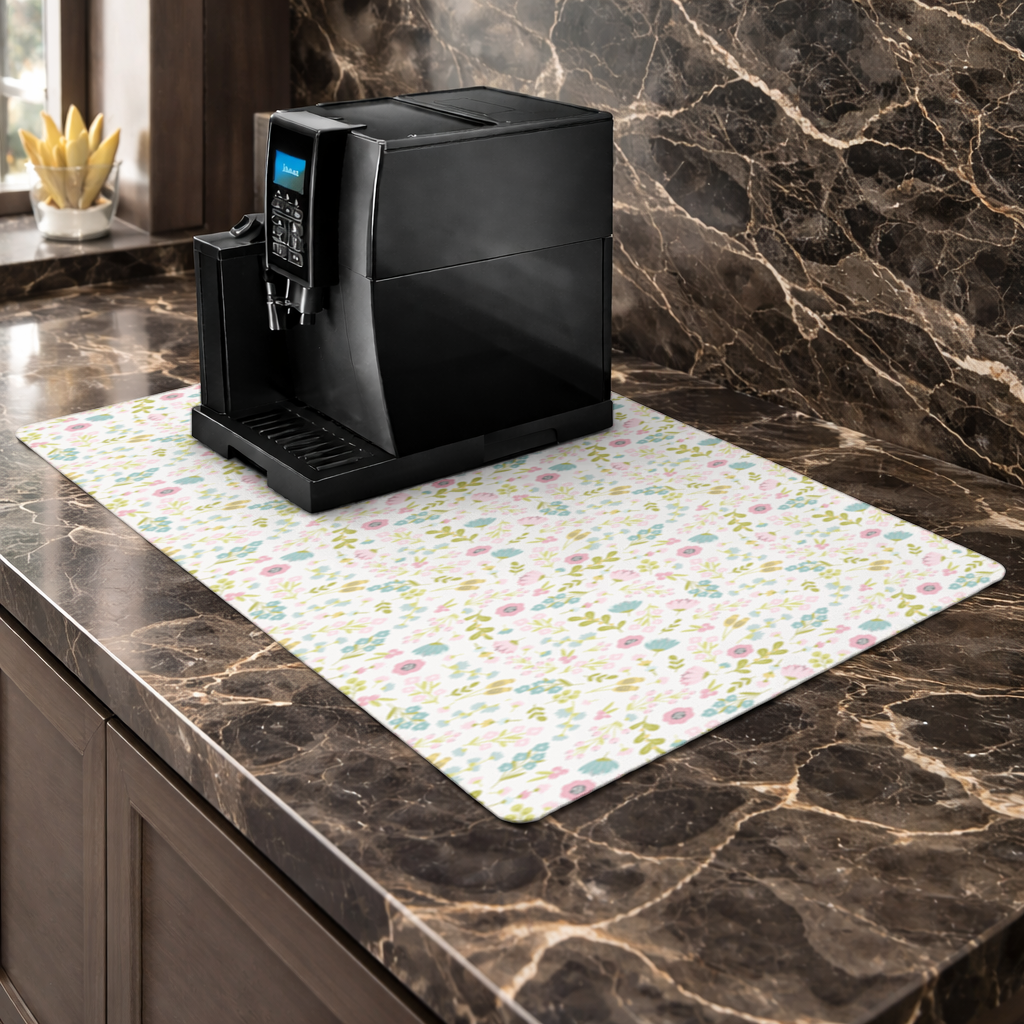 Pastel Spring Floral Coffee Machine Base Mat