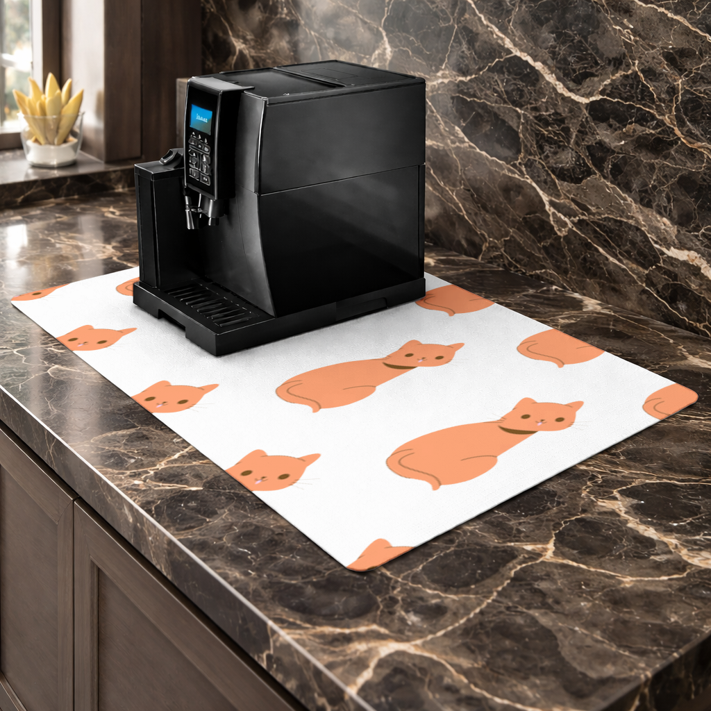 Kawaii Orange Cat Blep Coffee Machine Base Mat
