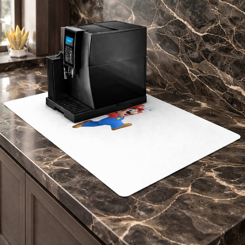 Retro Pixel Hero Design Coffee Machine Base Mat