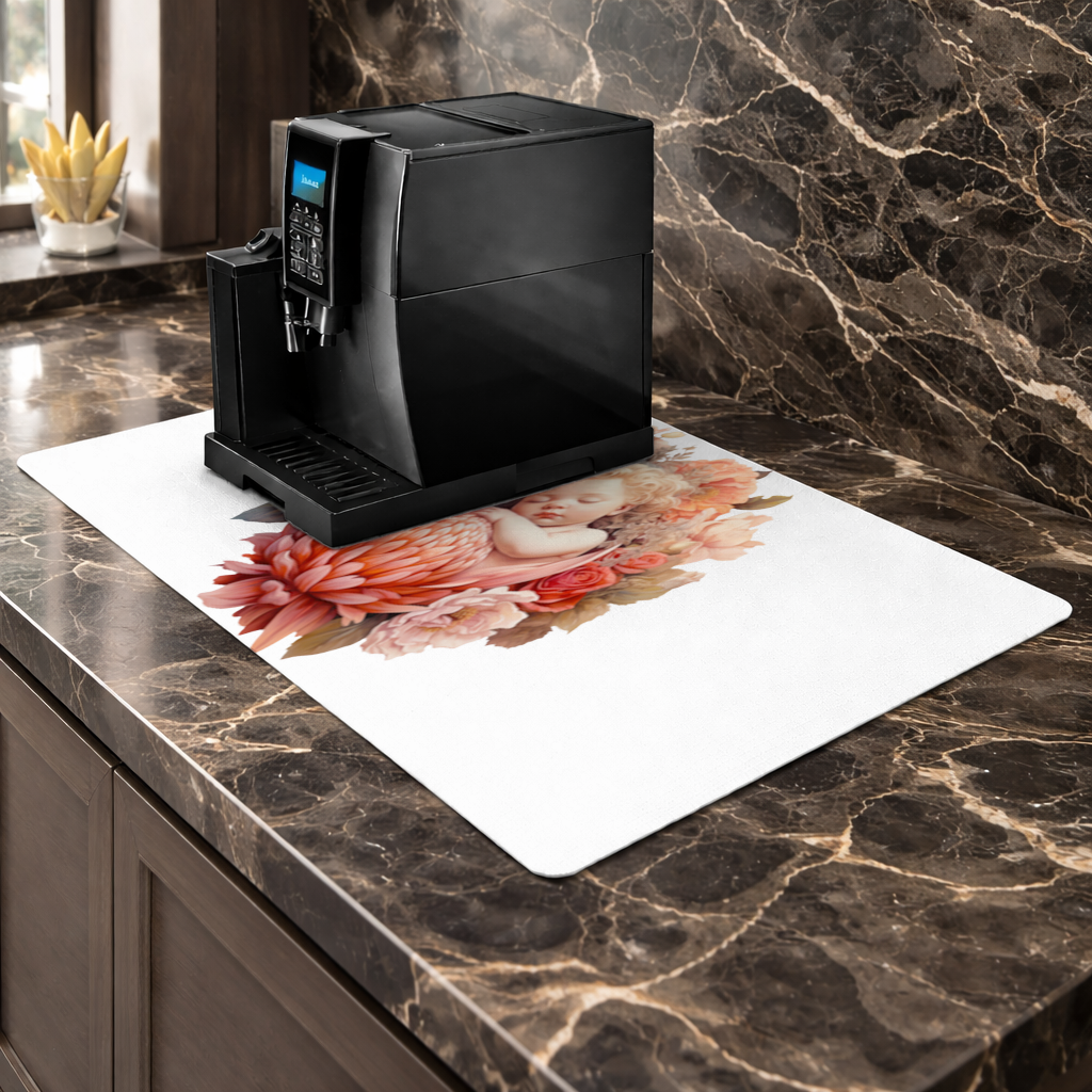 Ethereal Cottagecore Sleeping Baby Coffee Machine Base Mat