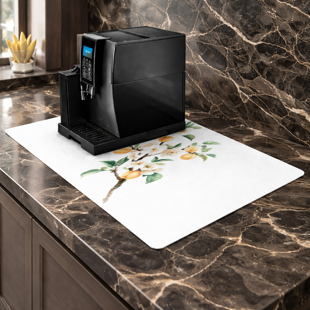 Watercolor Apricot Blossom Branch Coffee Machine Base Mat