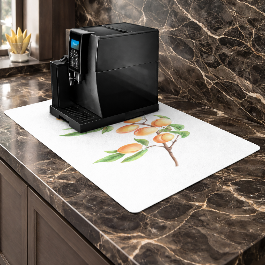 Ripe Orange Apricot Fruit Branch Coffee Machine Base Mat