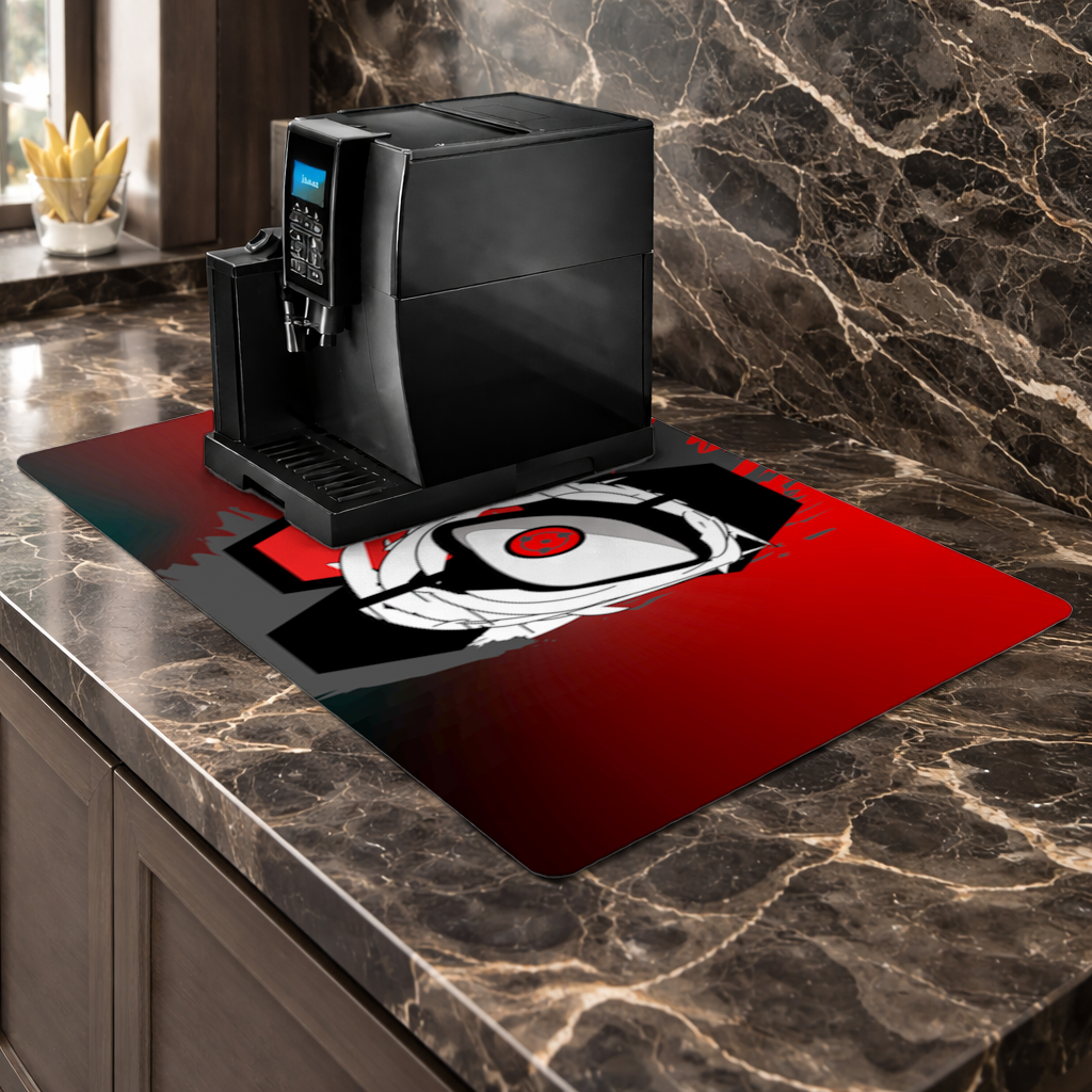 Mystic Red Eye Hexagon Coffee Machine Base Mat