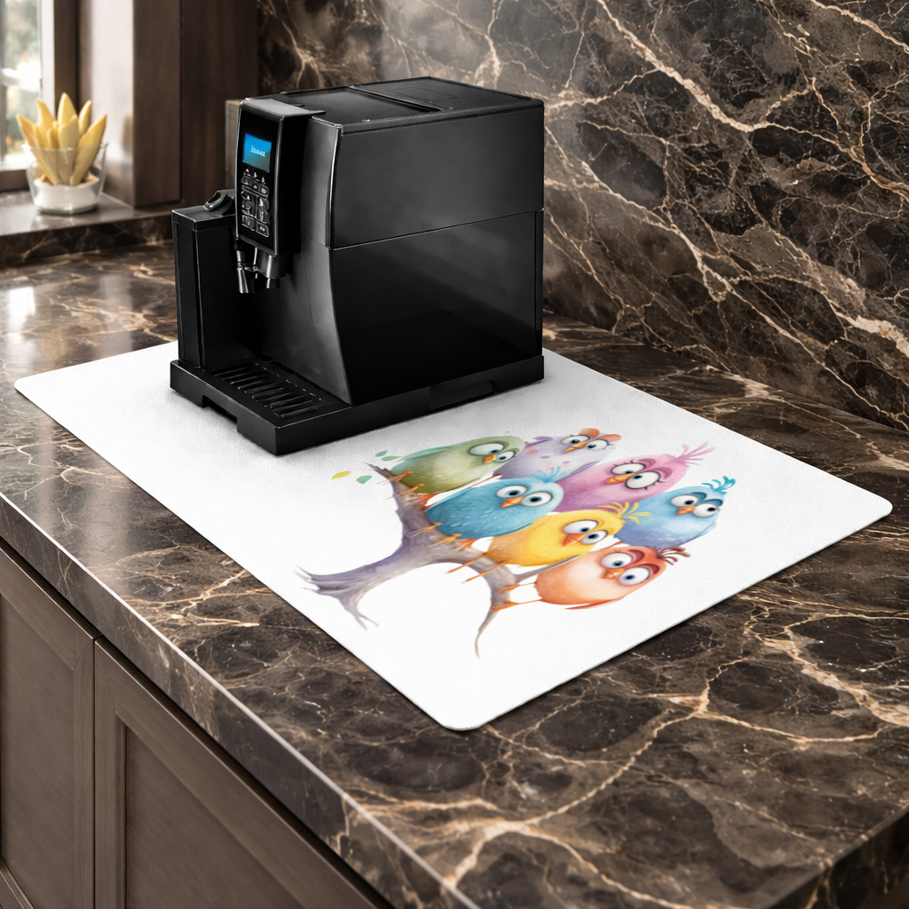 Whimsical Colorful Birds on Branch 