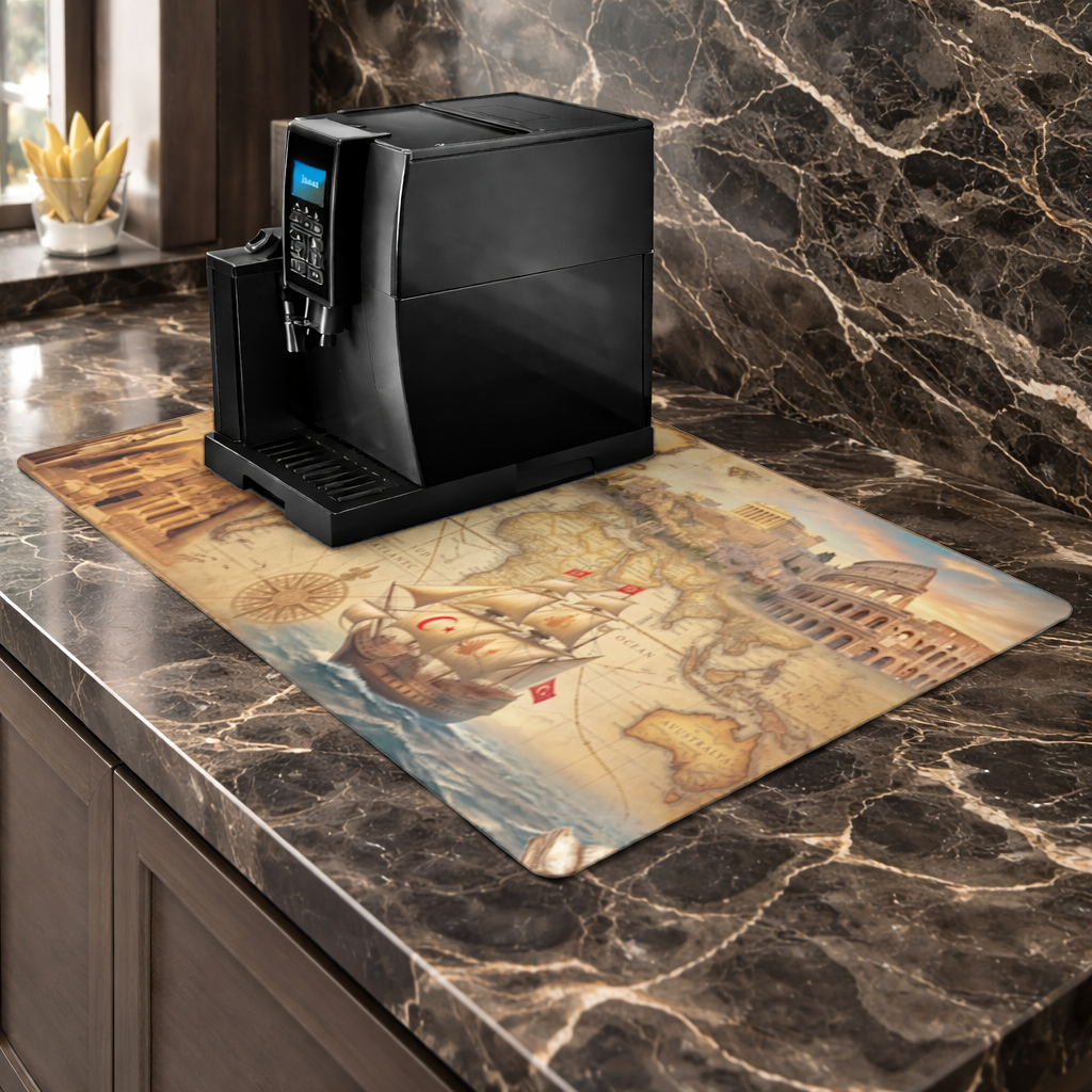 Retro World Map with Ancient Ruins Concept 