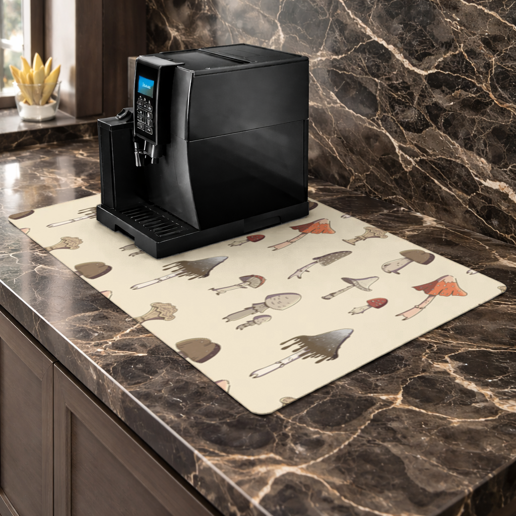 Sad Mushrooms Coffee Machine Base Mat