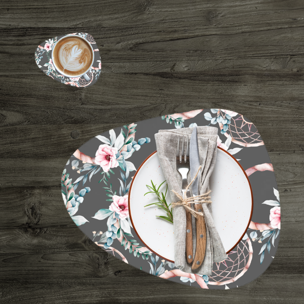 Boho Floral Dreamcatcher Pattern Charger Plate Set  12 Pieces