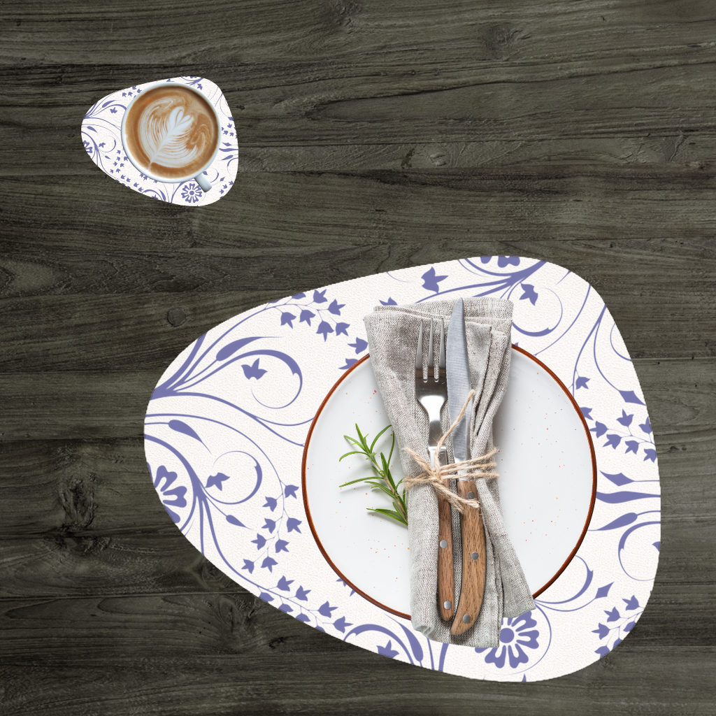 Blue White Vintage Floral Pattern Charger Plate Set  12 Pieces