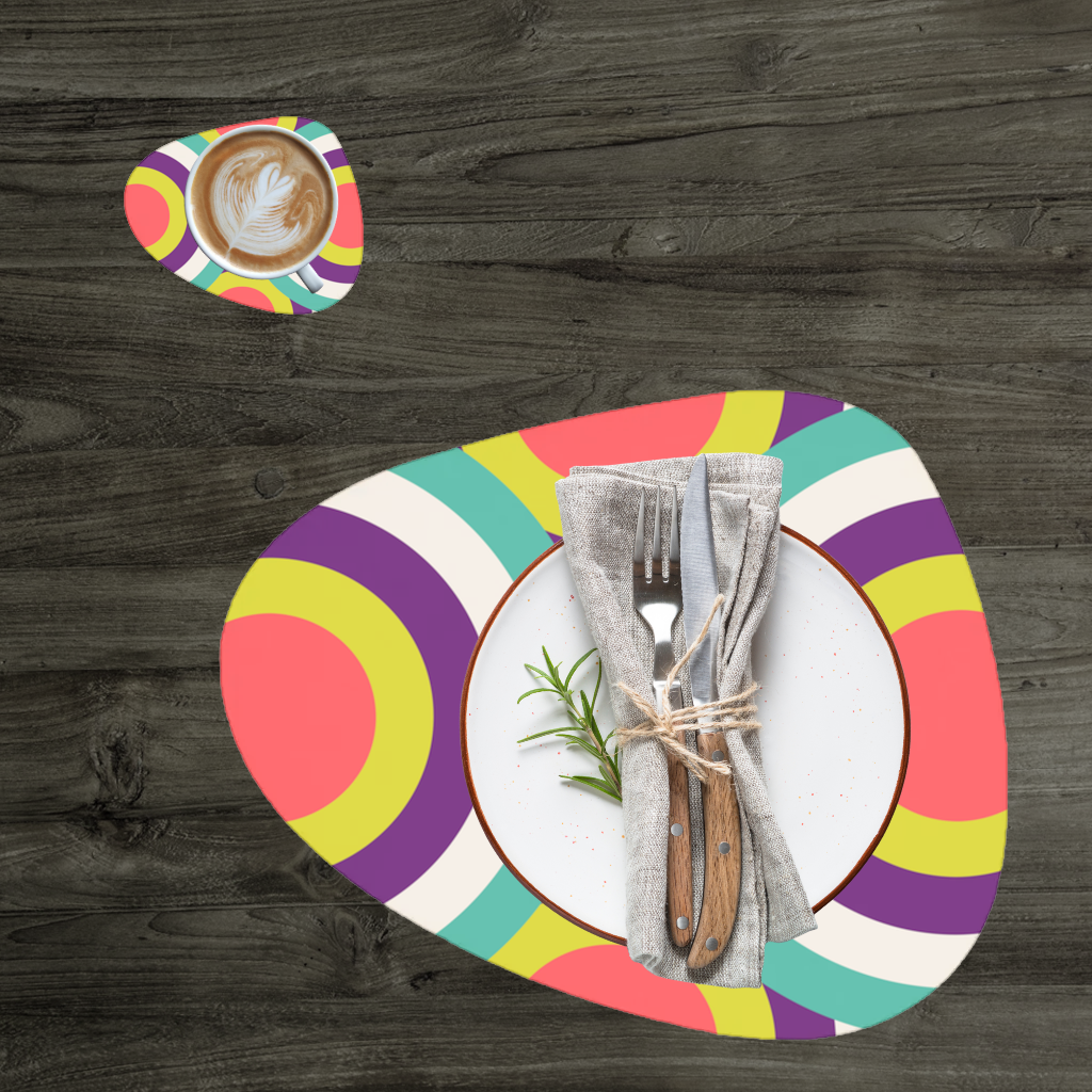 Colorful Geometric Circle Pattern Charger Plate Set  12 Pieces