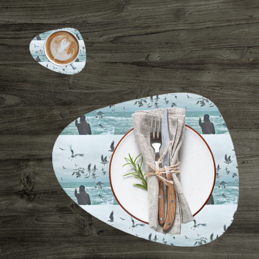 Sea and Birds A Design Interpretation of Freedom Charger Plate Set  12 Pieces