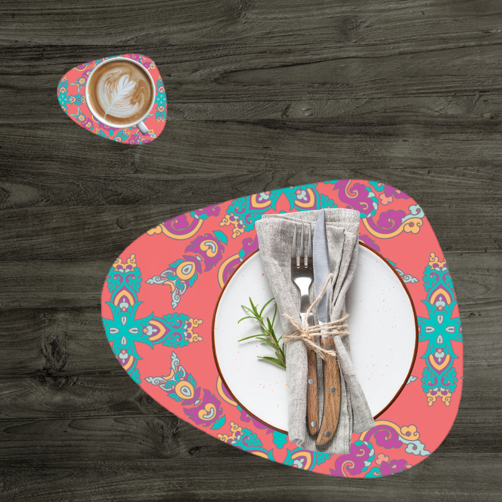 Vibrant Red Oriental Mandala Pattern Charger Plate Set  12 Pieces